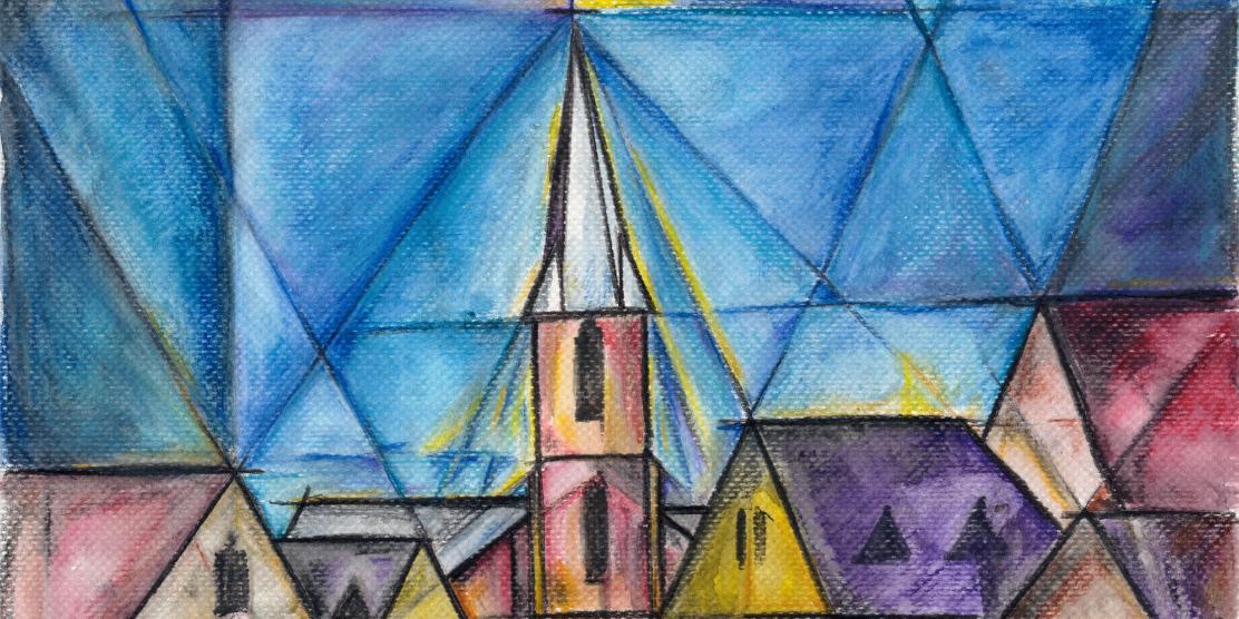 Zeichnung der Pfarrkirche St. Johann Baptist in Refrath